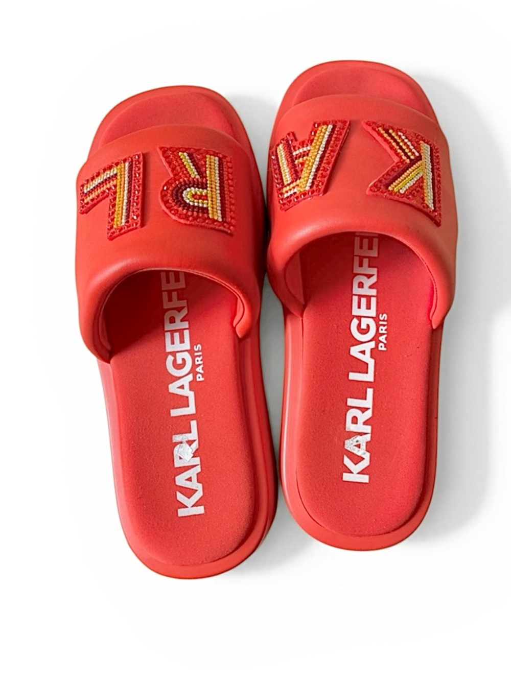 karl Lagerfeld Paris Slip On Red Platform,Size 10 - Picture 3 of 4